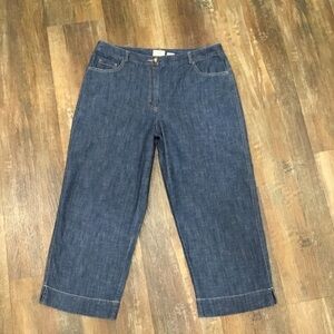 𝅺LL Bean Wide Leg Crop Chambray Jeans Size 12 R